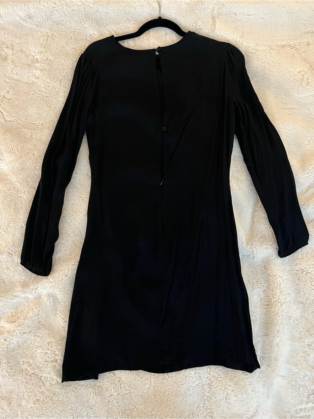 Reformation Black Long Sleeve Shift Dress with Subtle Back Button
